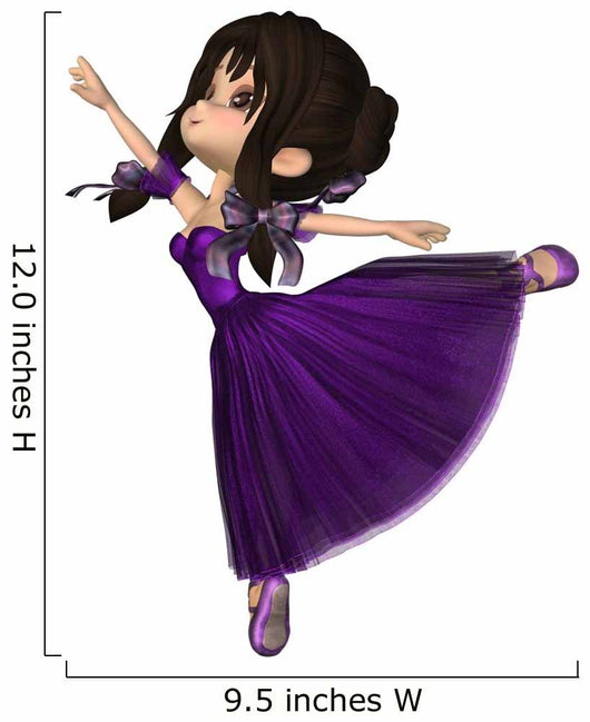 Toon Ballerina in Purple Romantic Style Tutu Wall Decal