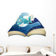 A Book with a Smiling Blue Shark and Waves Wall Decal