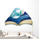 A Book with a Smiling Blue Shark and Waves Wall Decal