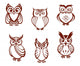Set Cartoon Owls