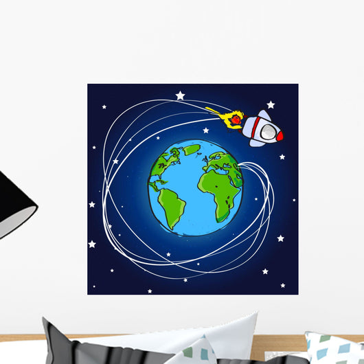 Hand Drawn Spaceship Flying