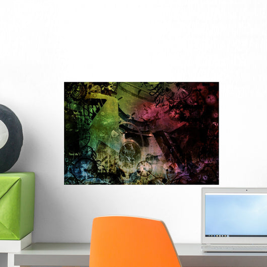 Steampunk Abstract Colorful Industrial Wall Mural
