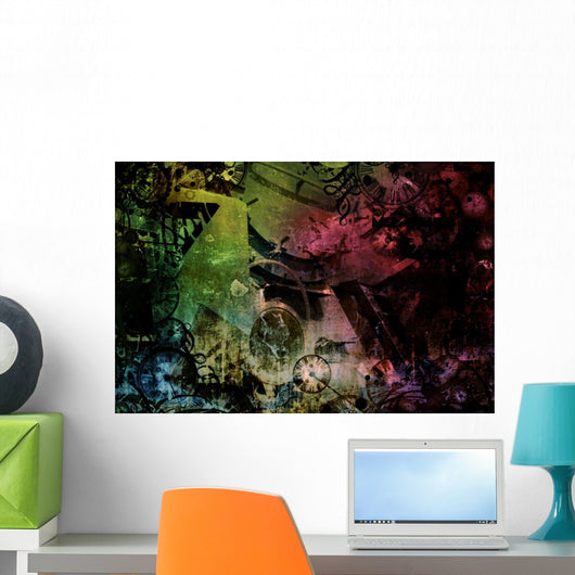 Steampunk Abstract Colorful Industrial Wall Mural