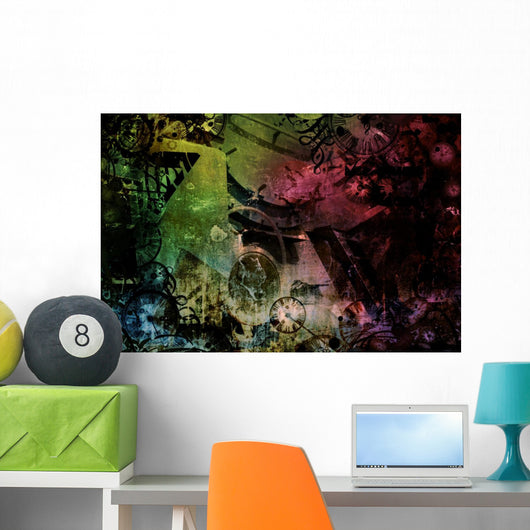 Steampunk Abstract Colorful Industrial Wall Mural