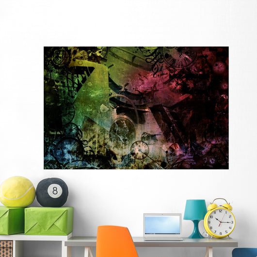 Steampunk Abstract Colorful Industrial Wall Mural