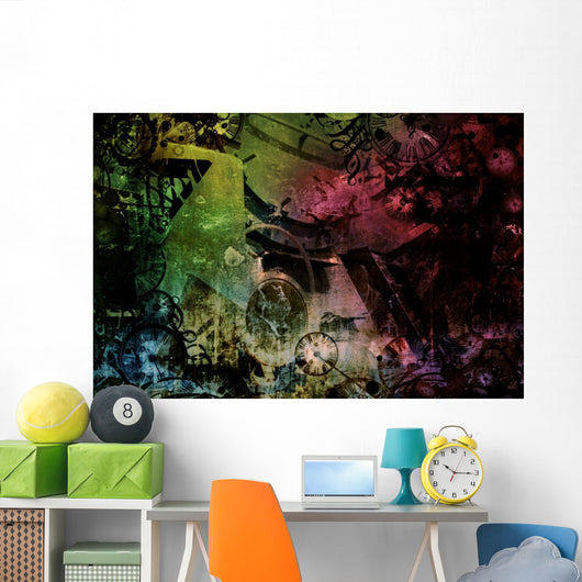 Steampunk Abstract Colorful Industrial Wall Mural