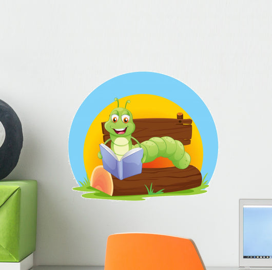A worm reading a book Wall Decal