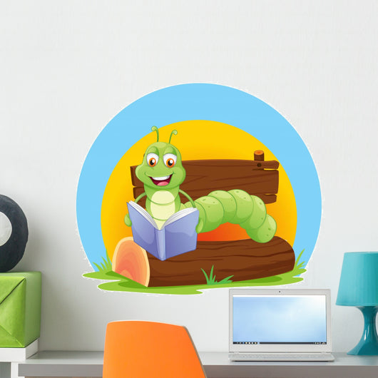 A worm reading a book Wall Decal