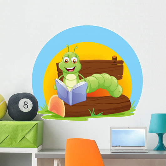 A worm reading a book Wall Decal