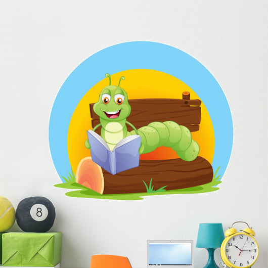A worm reading a book Wall Decal
