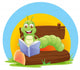 A worm reading a book Wall Decal