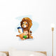 A monkey and a lion reading books Wall Decal