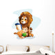 A monkey and a lion reading books Wall Decal