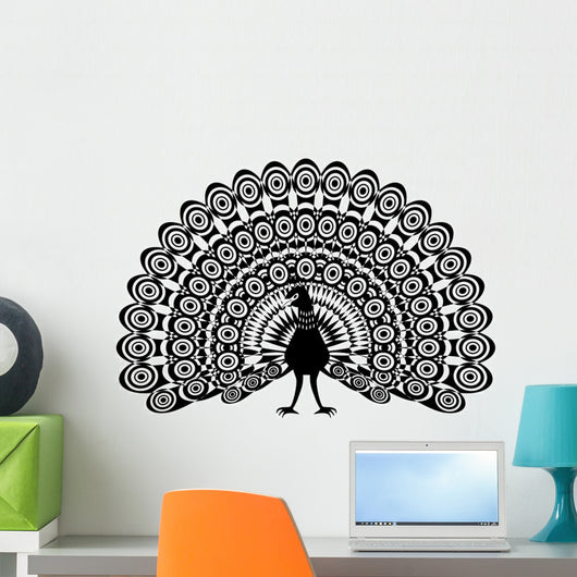Illustration of a beautiful peacock Wall Decal