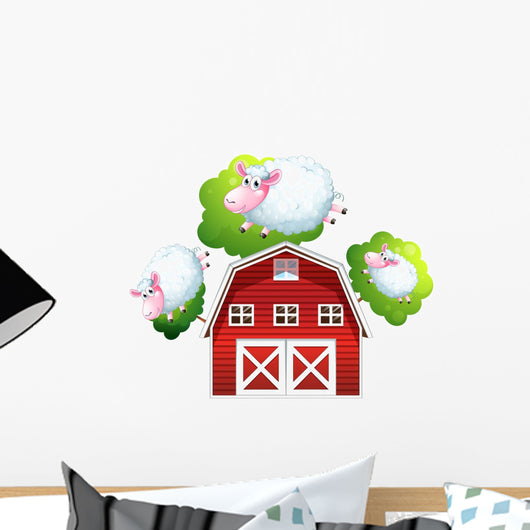 Three Jumping Sheep Wall Decal
