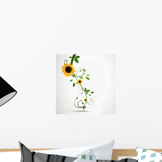 Vector Nature Background With Sunflowers Wall Mural