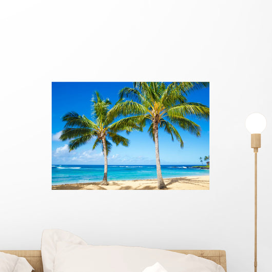 Palm Trees Sandy Beach Wall Mural