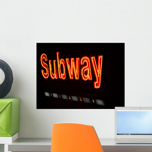 Neon Subway Sign, New York City Wall Mural