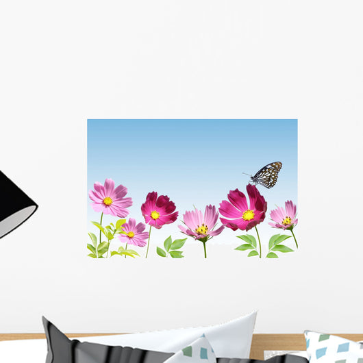 Pink Flower with Butterfly