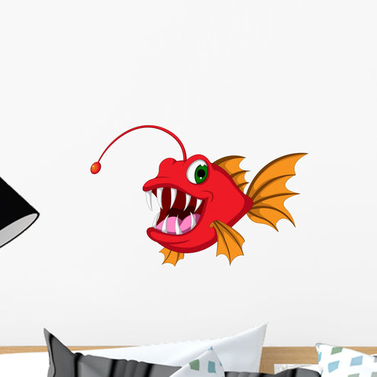 Red Monster Fish Cartoon Wall Decal