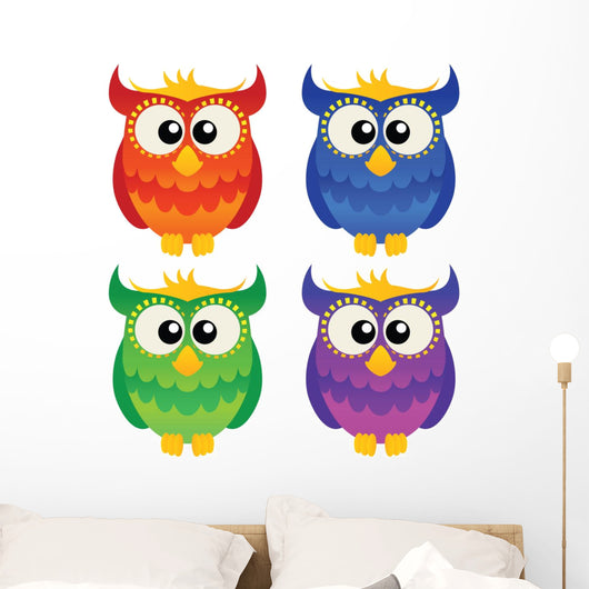 Set Four Cute Owls