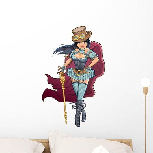 Sexy Victorian Steampunk Woman Wall Decal