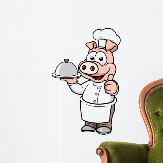 Vector illustration of Cartoon chef pig Wall Decal