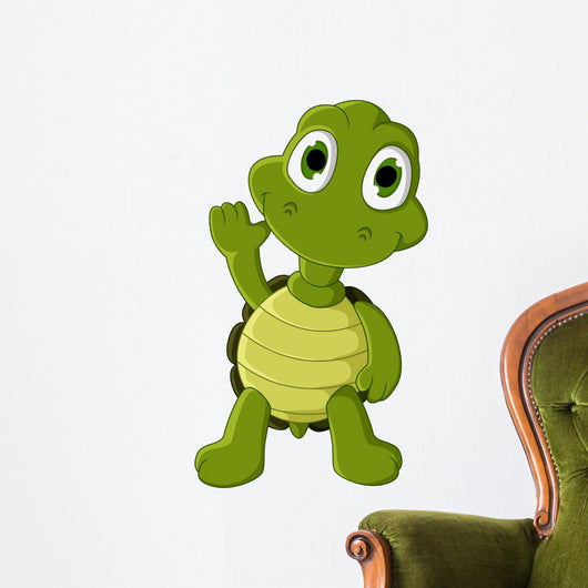 cute green turtle cartoon Wall Decal