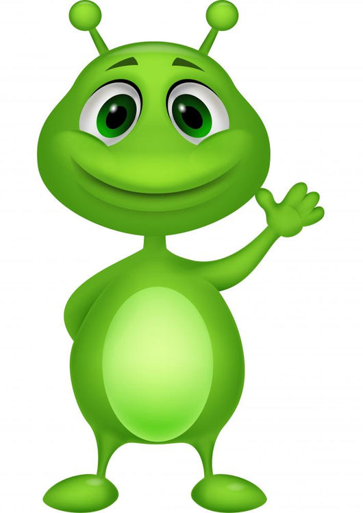 Cute Green Alien Cartoon Wall Mural