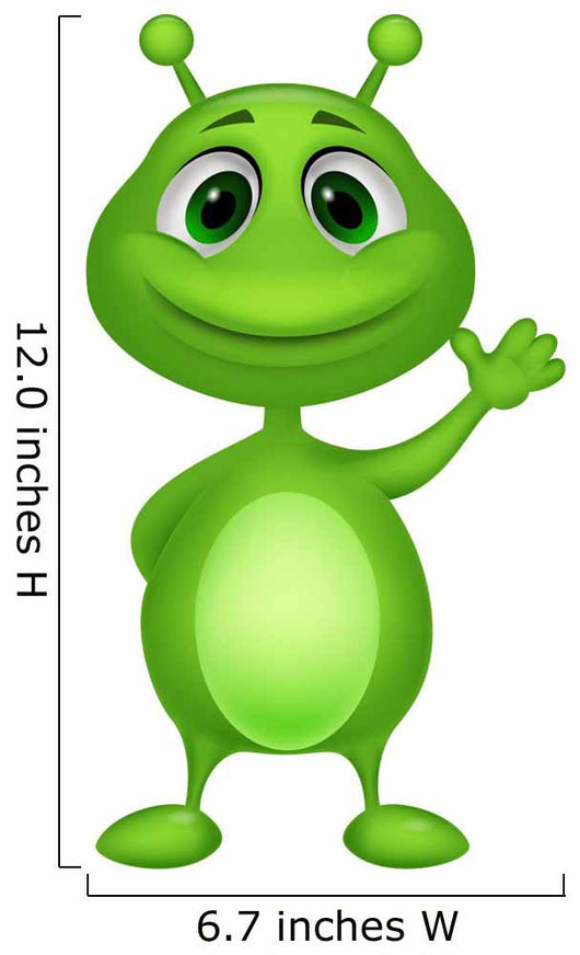 Cute Green Alien Cartoon Wall Mural