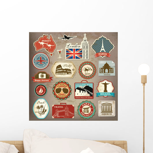 Retro Vacation Travel Labels