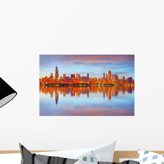 City Chicago Skyline Usa Sunset Wall Decal