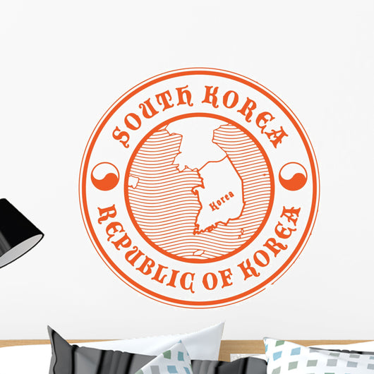 South Korea Map Stamp Wall Decal