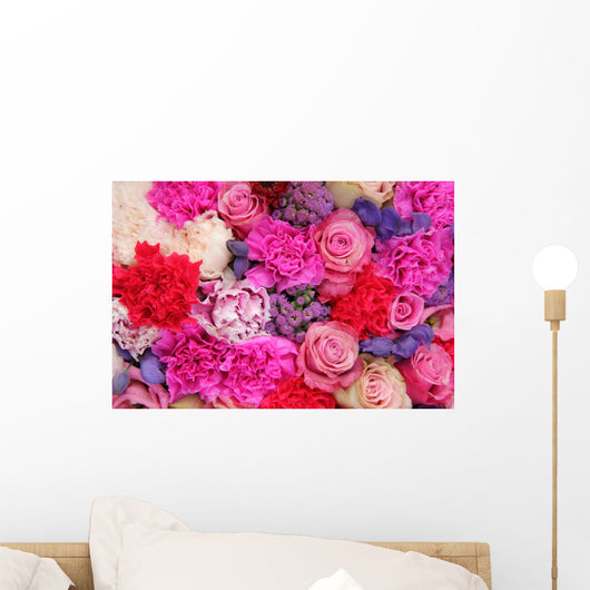 Bridal decorations in different shades of pink and purple Wall Mural