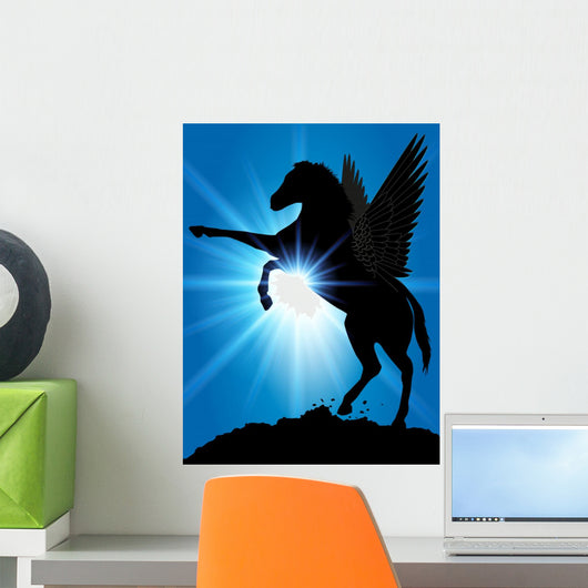 Rearing Silhouetted Unicorn Wall Mural