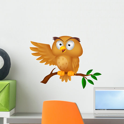 Cute owl cartoon waving Wall Decal