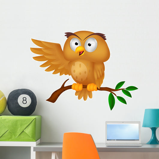 Cute owl cartoon waving Wall Decal