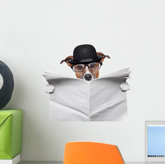 British dog reading Wall Decal