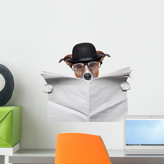 British dog reading Wall Decal