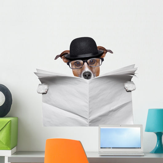 British dog reading Wall Decal