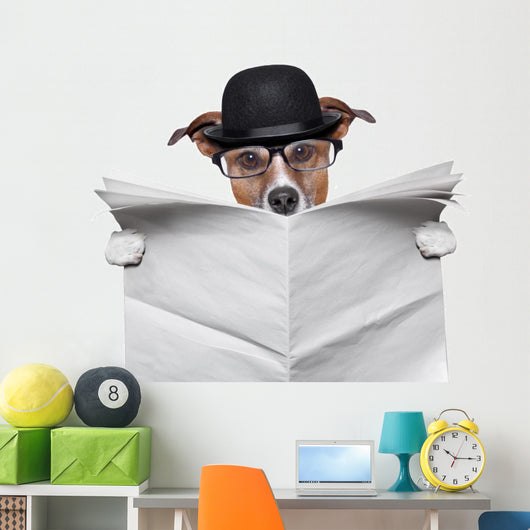 British dog reading Wall Decal