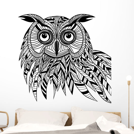 Owl bird head as halloween symbol for mascot or emblem design, s Wall Decal