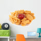 Fried chicken nuggets with french fries and sauce isolated Wall Decal