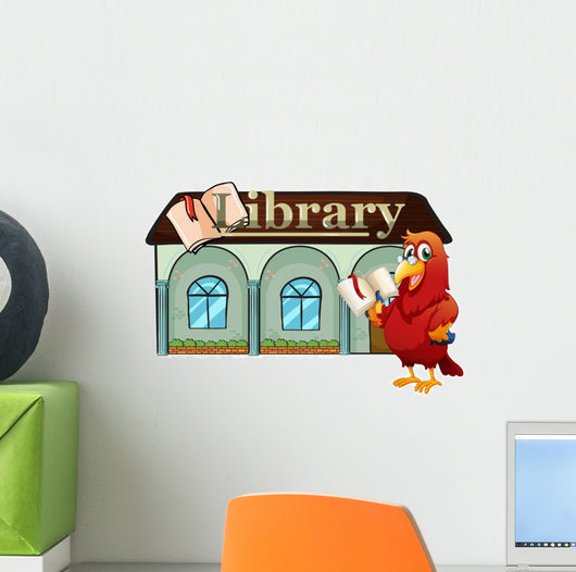 Parrot Holding Book outside Wall Decal