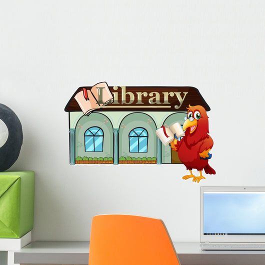 Parrot Holding Book outside Wall Decal
