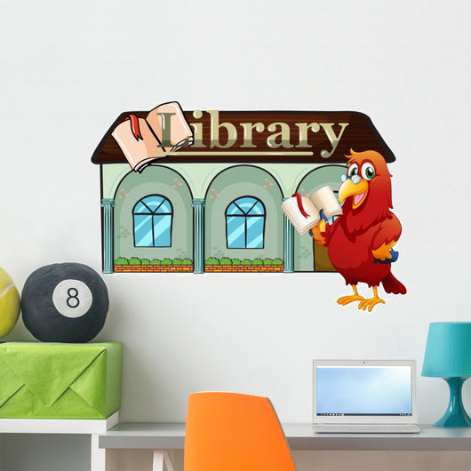 Parrot Holding Book outside Wall Decal