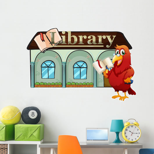 Parrot Holding Book outside Wall Decal