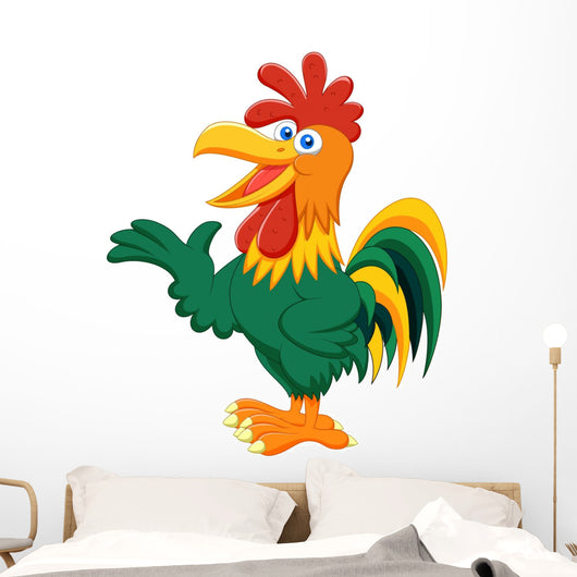 Cute rooster cartoon presenting Wall Decal