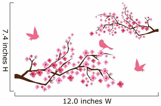 vector cherry blossom with birds Wall Decal
