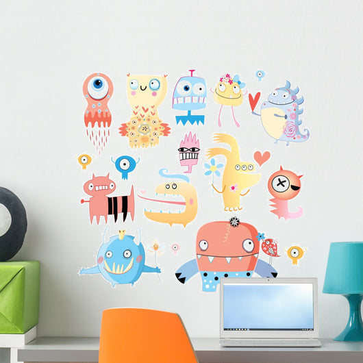 Cute pastel monsters Wall Decal
